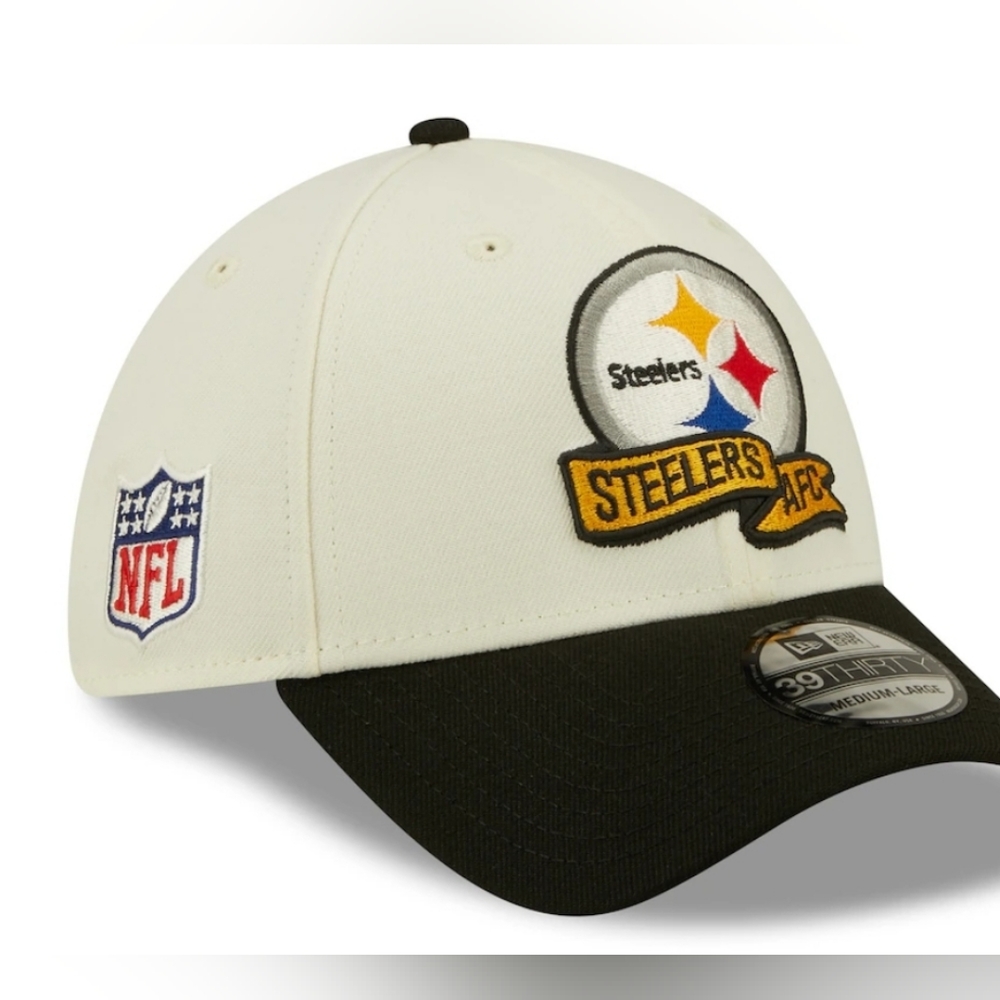 Pittsburgh Steelers New Era Cream/Black 2022 Sideline 39THIRTY sz M/L